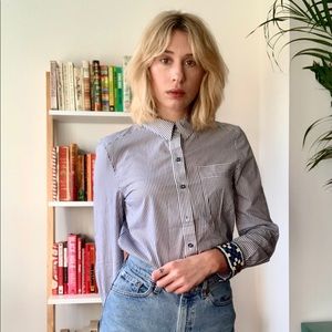 & Other Stories Stripped Button Up w Sleeve Detail